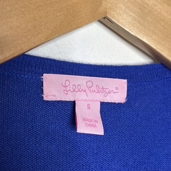 Lilly Pulitzer Dustin Cashmere Cardigan Blue Womens Size Small Open - Picture 3 of 6